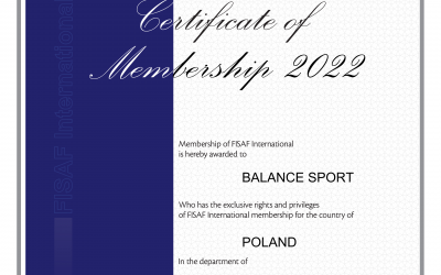 Certyfikat FISAF 2022 – Sports Aerobics i Fitness